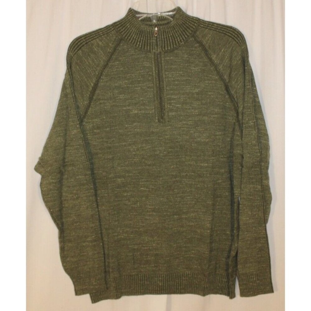 NEW Tommy Bahama Men's Medium Di Sabbia Flip Half-Zip Sweater Palm Moss Green
